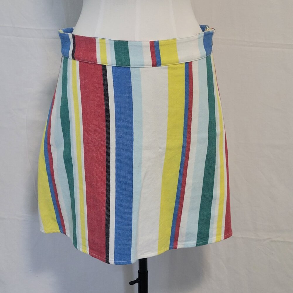 Icone Multi Colour Striped A-Line Mini Skirt Size 10